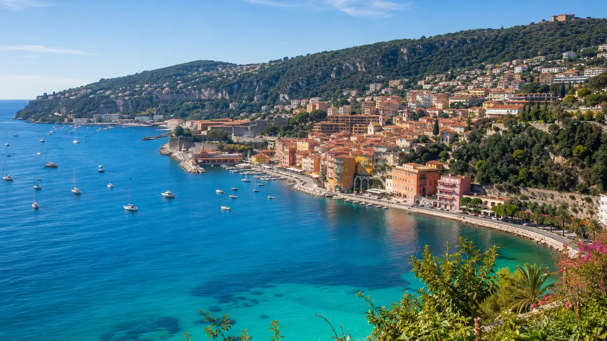 Baie méditerranéenne et vieille ville sur la Côte d’Azur