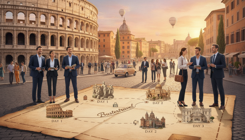 Carte d’un itinéraire de trois jours dans le centre de Rome