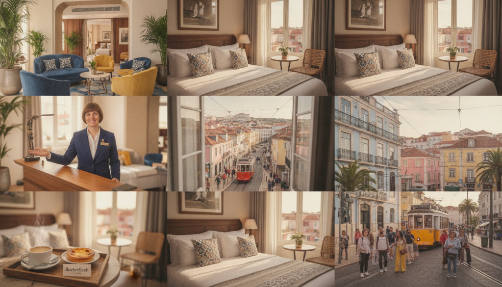 Hébergements et façades dans un quartier central de Lisbonne