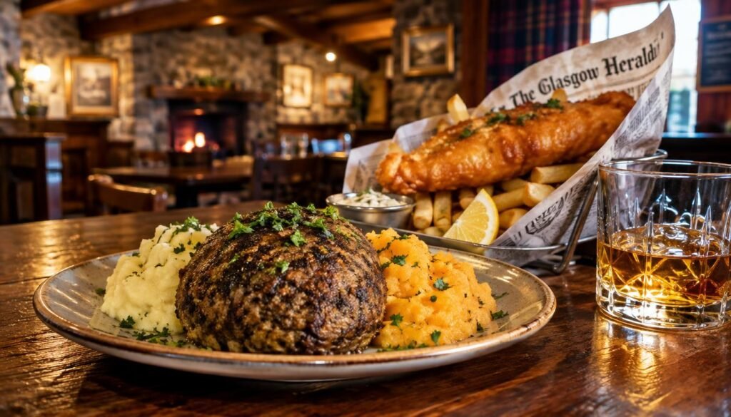 Spécialités à goûter pendant Glasgow en 3 jours : haggis, fish and chips et whisky